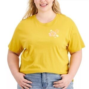 Rebellious One Trendy Plus Size Floral Graphic T-Shirt, flowers 💐 3X